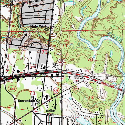 Topographic Map of Central Baptist School, LA