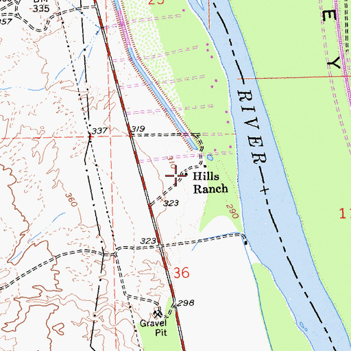 Topographic Map of Hills Ranch, CA