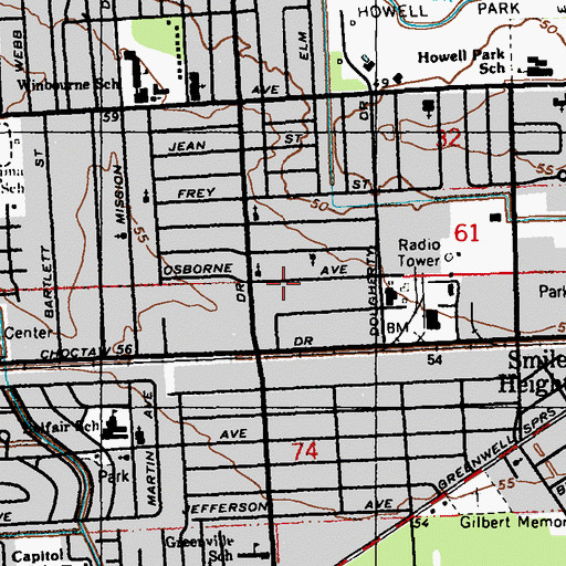 Topographic Map of Berean Adventist Christian Academy School, LA