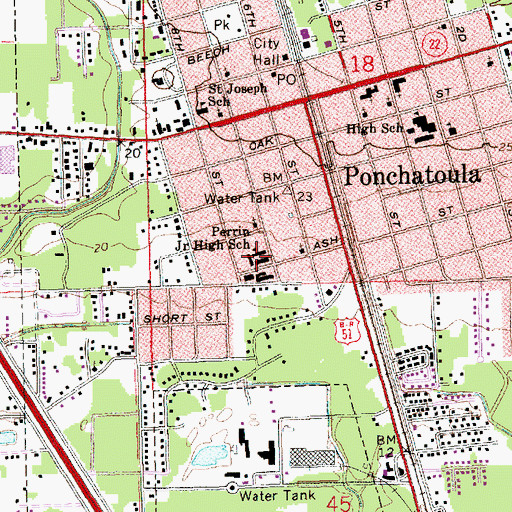Topographic Map of Perrin Early Learning Center, LA
