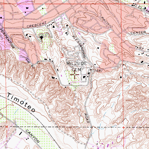Topographic Map of Hillside Memorial Park Cemetery, CA