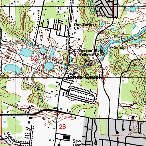 Topographic Map of Jones Creek Adventist Academy School, LA