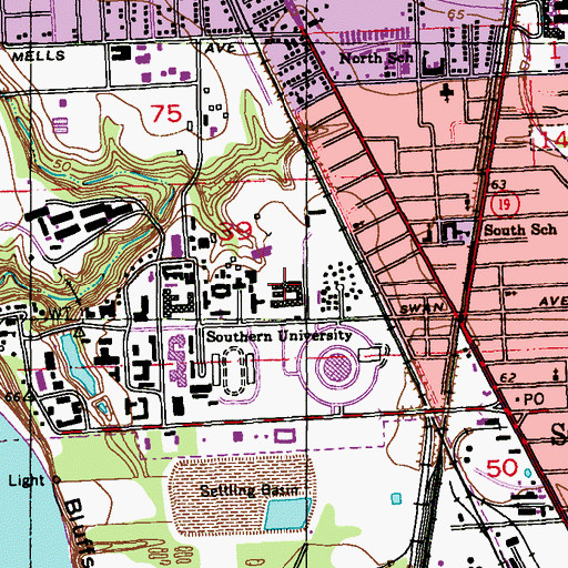 Topographic Map of Southern University Lab School, LA