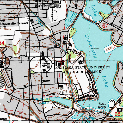 Topographic Map of Louisiana State University Laboratory School, LA