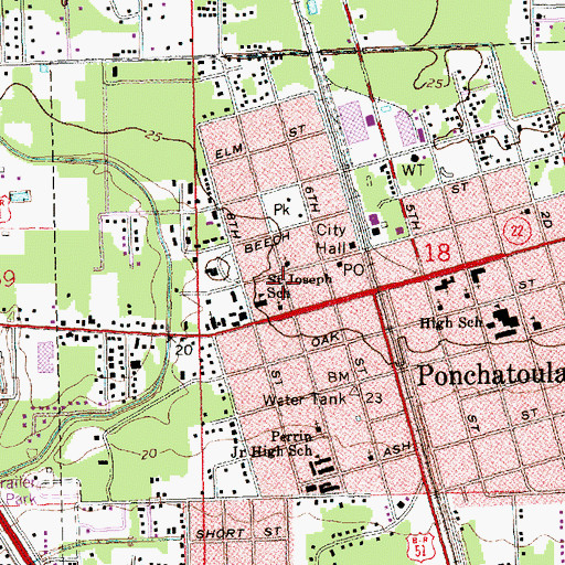 Topographic Map of Magnolia Montessori School, LA