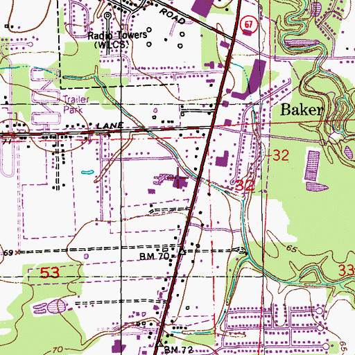 Topographic Map of Bethany Christian School, LA