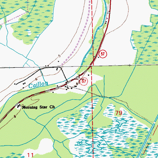 Topographic Map of Grand Caillou Middle School, LA