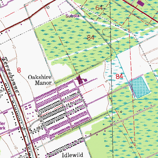 Topographic Map of Oakshire Elementary School, LA