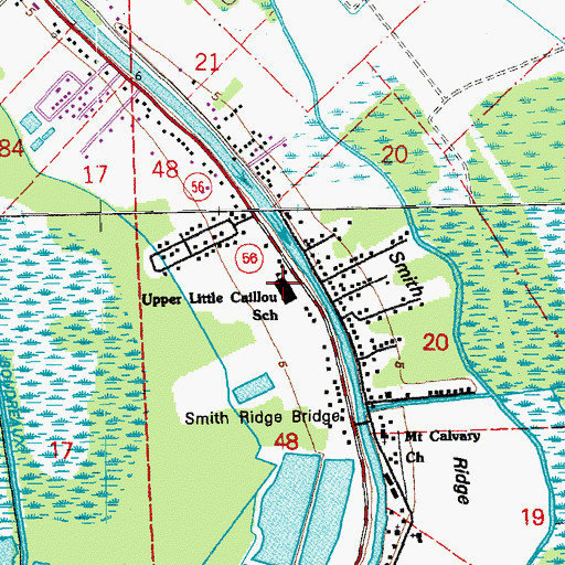 Topographic Map of Upper Little Caillou Elementary School, LA
