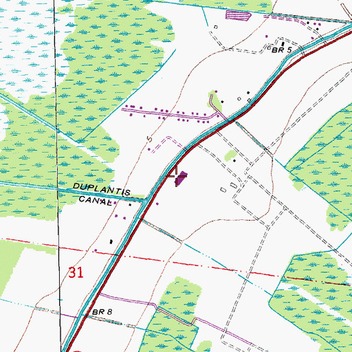 Topographic Map of DuLarge Middle School, LA