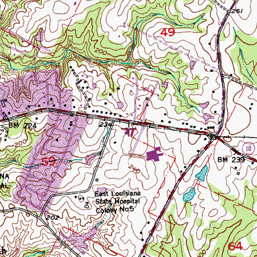 Topographic Map of Louisiana Technical College Folkes Campus, LA