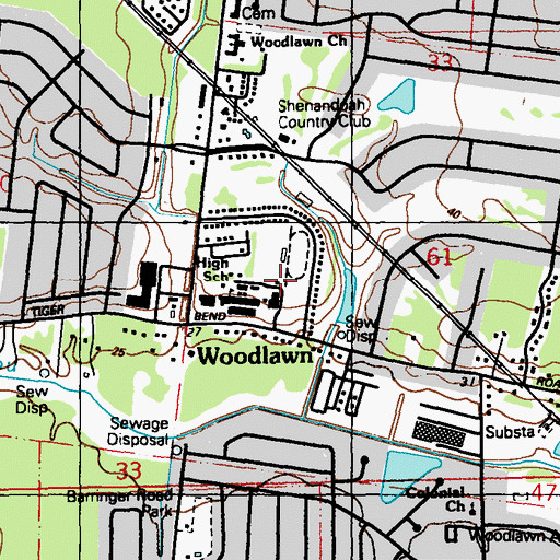 Topographic Map of Woodlawn Middle School, LA