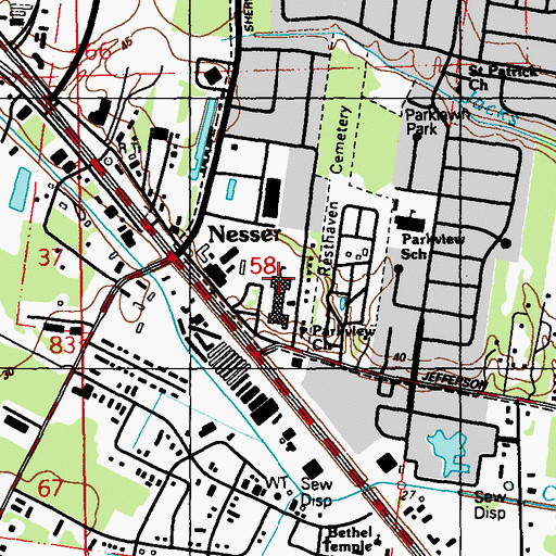 Topographic Map of Parkview Baptist School, LA
