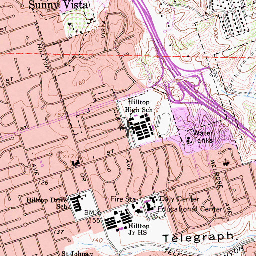 Topographic Map of Hilltop Senior High School, CA