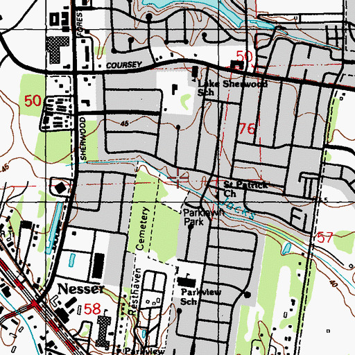 Topographic Map of Brighton School Parkmeadow Campus, LA
