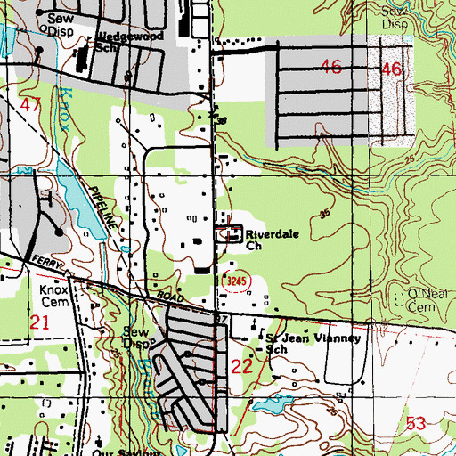 Topographic Map of Riverdale Christian Academy School, LA