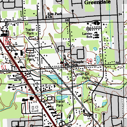 Topographic Map of Fourth District Baptist Academy School, LA