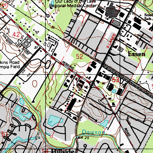Topographic Map of Our Lady of the Lake College, LA