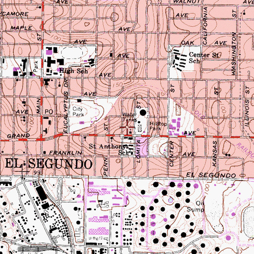 Topographic Map of Hilltop Park, CA