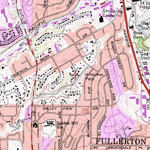 Topographic Map of Hiltscher Park, CA