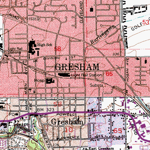 Topographic Map of Alpha High School, OR