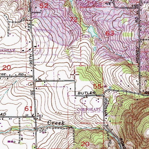 Topographic Map of Butler Creek Elementary School, OR