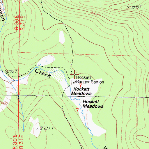 Topographic Map of Hockett Ranger Station, CA