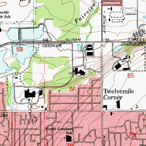 Topographic Map of Clear Creek Middle School, OR