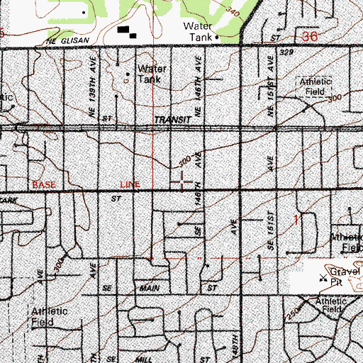 Topographic Map of Four Corners School, OR