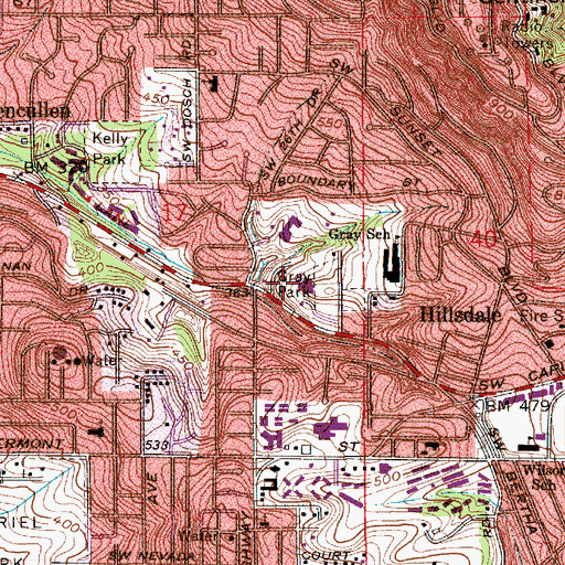 Topographic Map of Hilltop Christian School, OR