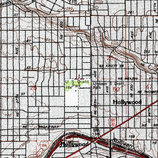 Topographic Map of Hollyrood Elementary School, OR