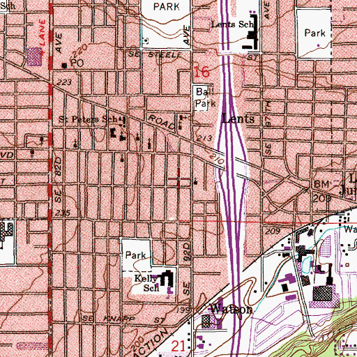 Topographic Map of New Life School, OR