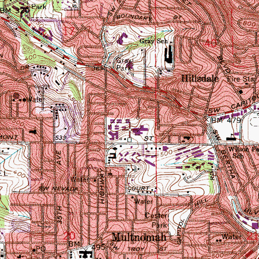 Topographic Map of Portland Jewish Academy, OR
