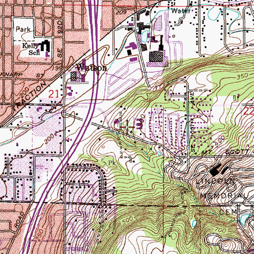 Topographic Map of Rosemont School, OR