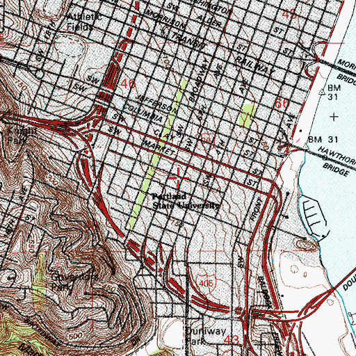 Topographic Map of Saint Marys Academy, OR
