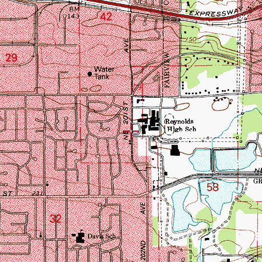 Topographic Map of Salish Ponds Elementary School, OR