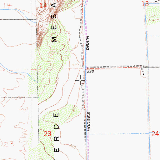 Topographic Map of Hodges Drain, CA
