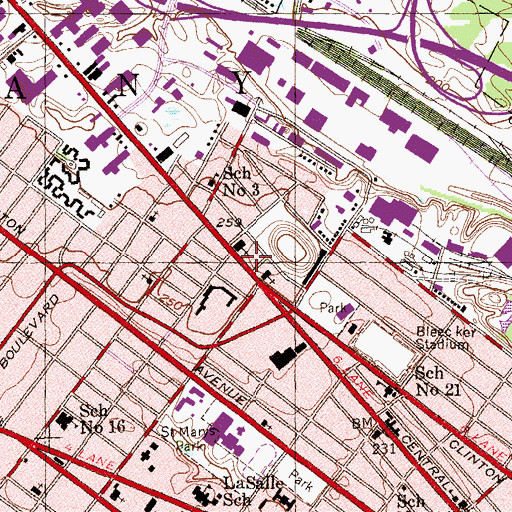 Topographic Map of Blessed Sacrament School, NY
