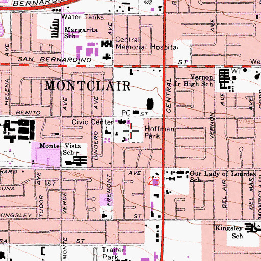 Topographic Map of Hoffman Park, CA