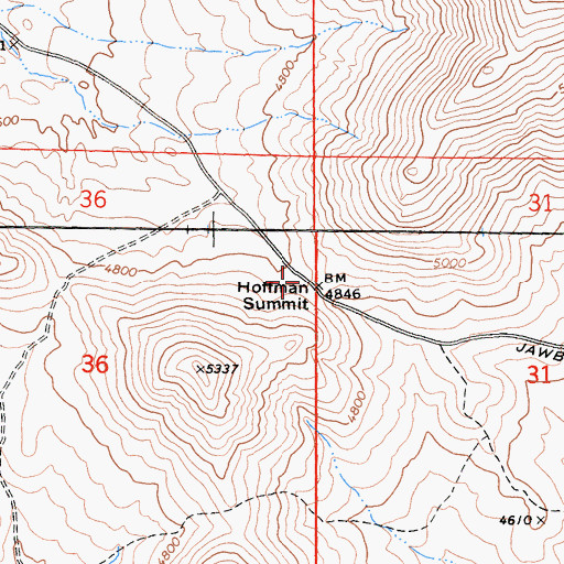 Topographic Map of Hoffman Summit, CA