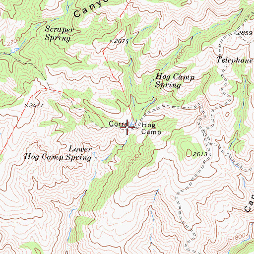 Topographic Map of Hog Camp, CA