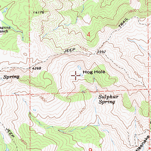 Topographic Map of Hog Hole, CA