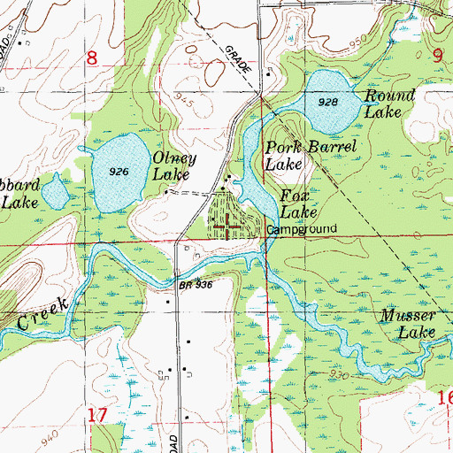 Topographic Map of Powatomie Recreation Area Campground, MI