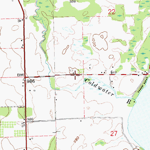 Topographic Map of Coldwater Welcome Center, MI