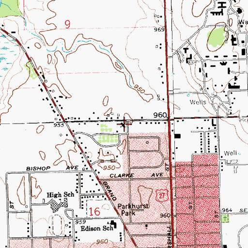 Topographic Map of Saint Paul Lutheran Church, MI