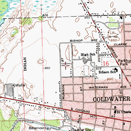 Topographic Map of Legg Middle School, MI