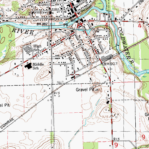 Topographic Map of Union City Station (historical), MI