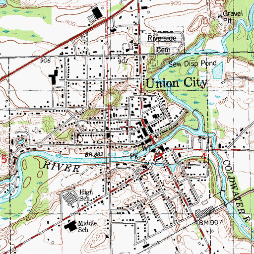 Topographic Map of United Methodist Church, MI