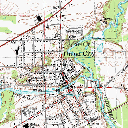 Topographic Map of First Congregational Church, MI