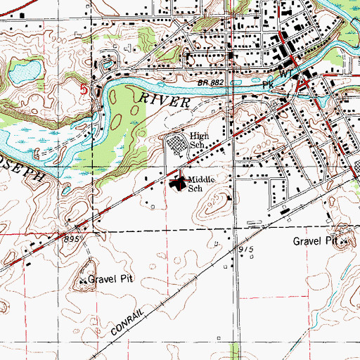 Topographic Map of Union City Middle School, MI
